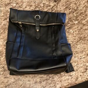 Black Leather  Backpack